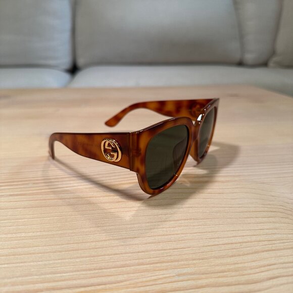 Gucci Oversized Sunglasses - Tortoise Shell with Gold Logo main image 8